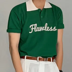 Casual Letter Short Sleeve Polo Shirt