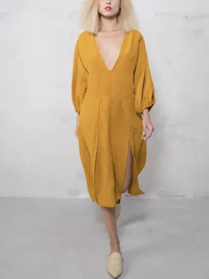 Casual Loose And Comfortable Cotton And Linen Midi Dress