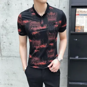 Casual Print Short Sleeve Style Men Polo Shirt