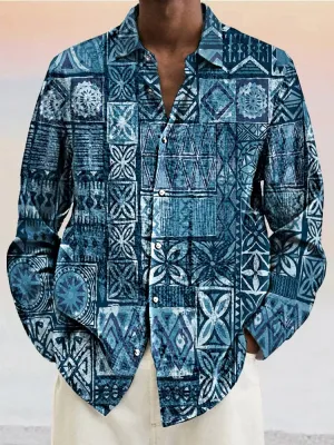 Casual Printed Cotton Linen Shirt