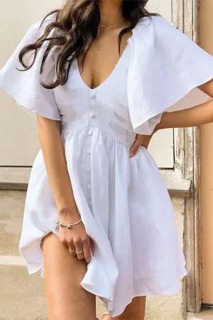 Casual Simplicity Solid Buttons V Neck A Line Dresses