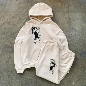 Casual trendy comfortable printing suit