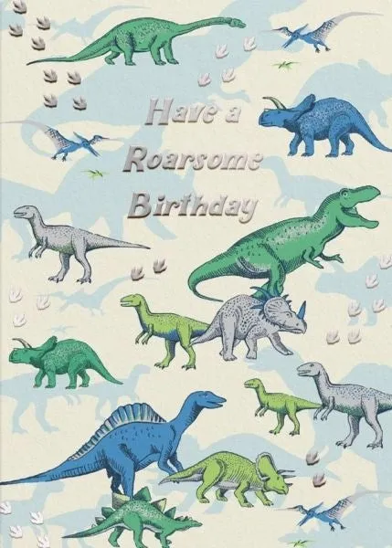 Cath Kidston: Foil Greeting Card - Birthday Dinosaurs