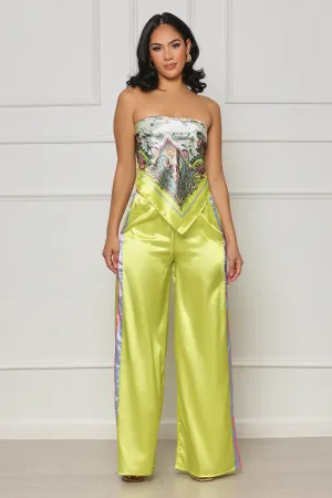Caught Your Attention Scarf Pants Set (Lime Multi)- FINAL SALE