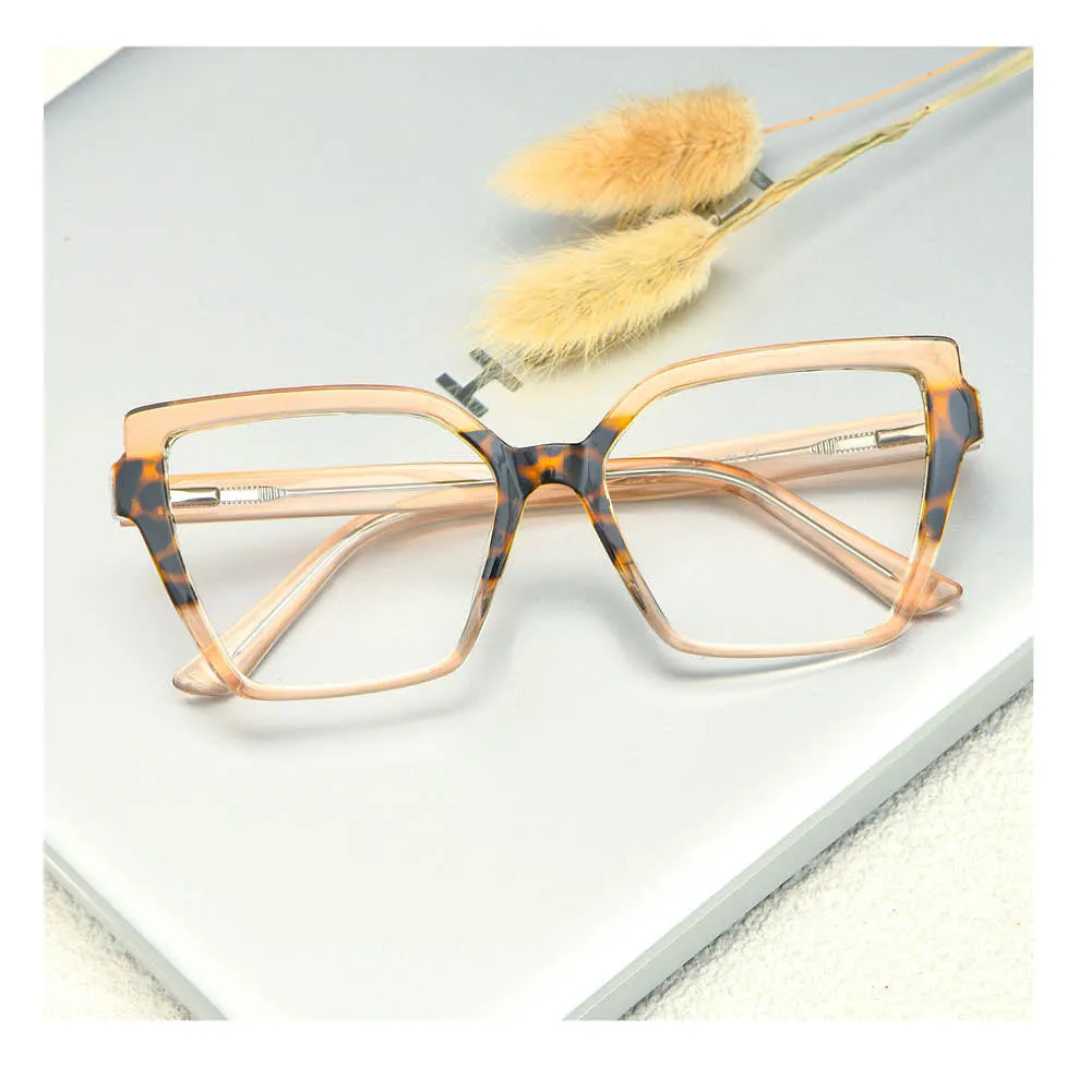 CCspace Women's Full Rim Oversized Square Cat Eye Tr 90 Titanium Frame Eyeglasses 53683