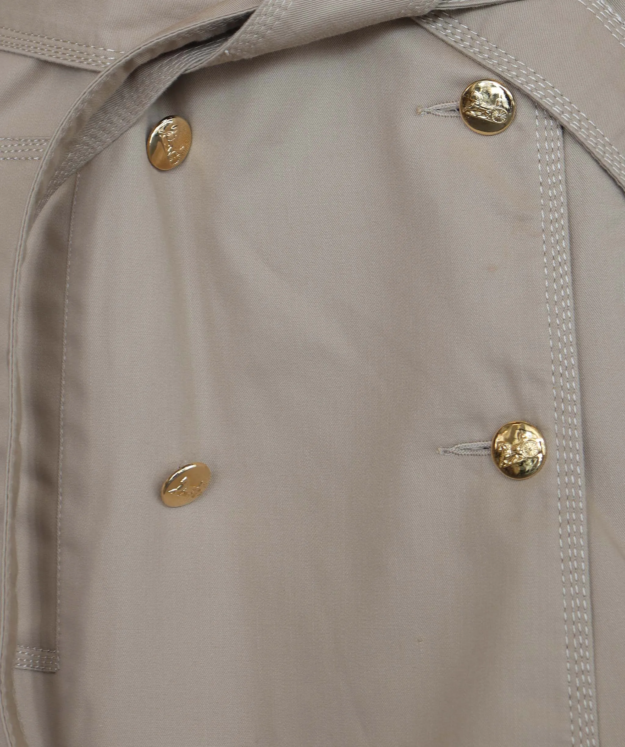 Celine Macadam Logo BUtton Trench Coat Stitch Beige DXBS2017