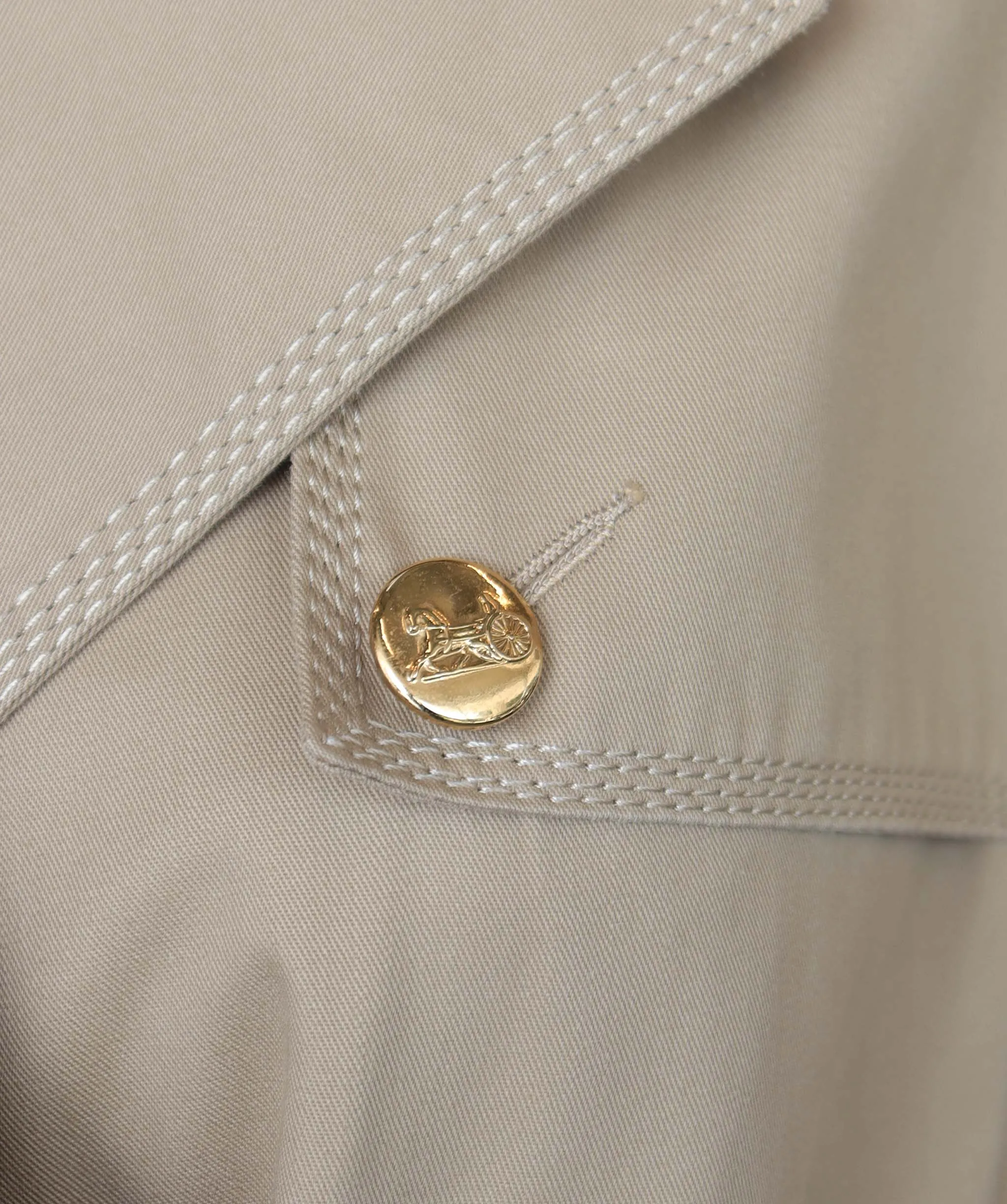 Celine Macadam Logo BUtton Trench Coat Stitch Beige DXBS2017