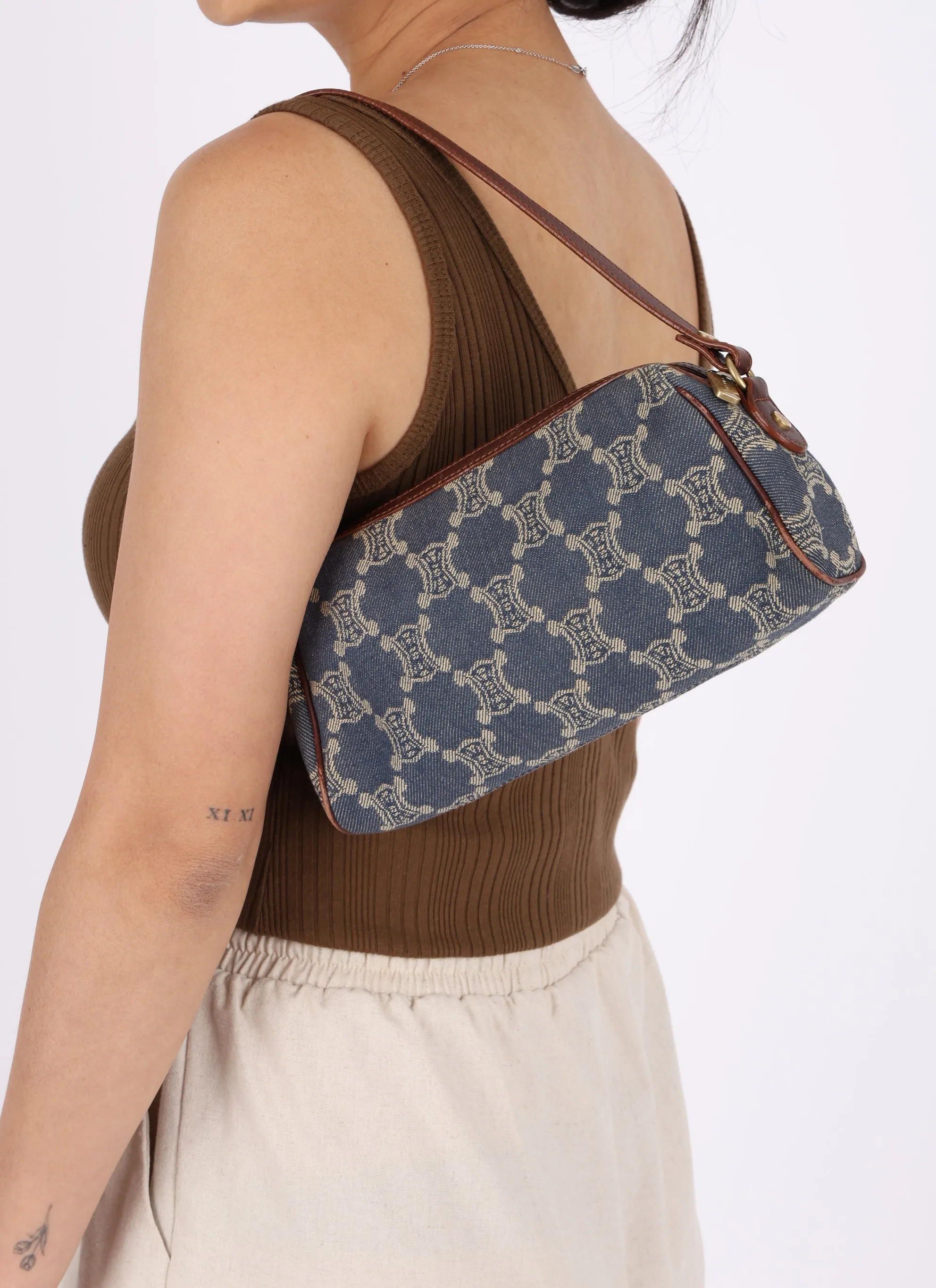 Celine Triomphe Denim Shoulder Bag