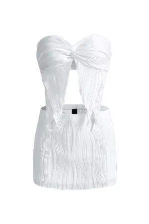 Celine Twist Skirt Set (White)