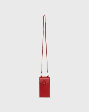 Cell Phone Bag in Red Leather
