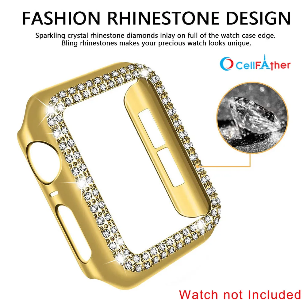 Cellfather iWatch Bling Diamond Hard PC Case cover 45mm- Gold