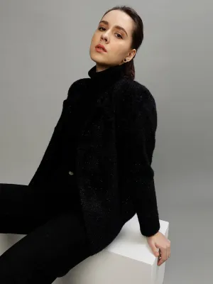 Centre Stage Women Solid Turtle Neck Full Sleeves Jacket