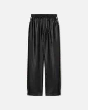 Ceron - Raffia-Trimmed Okobor™ Alt-Leather Pants - Black