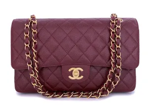 Chanel 02A Vintage Burgundy Wine Red Caviar Medium Classic Double Flap Bag 24k GHW