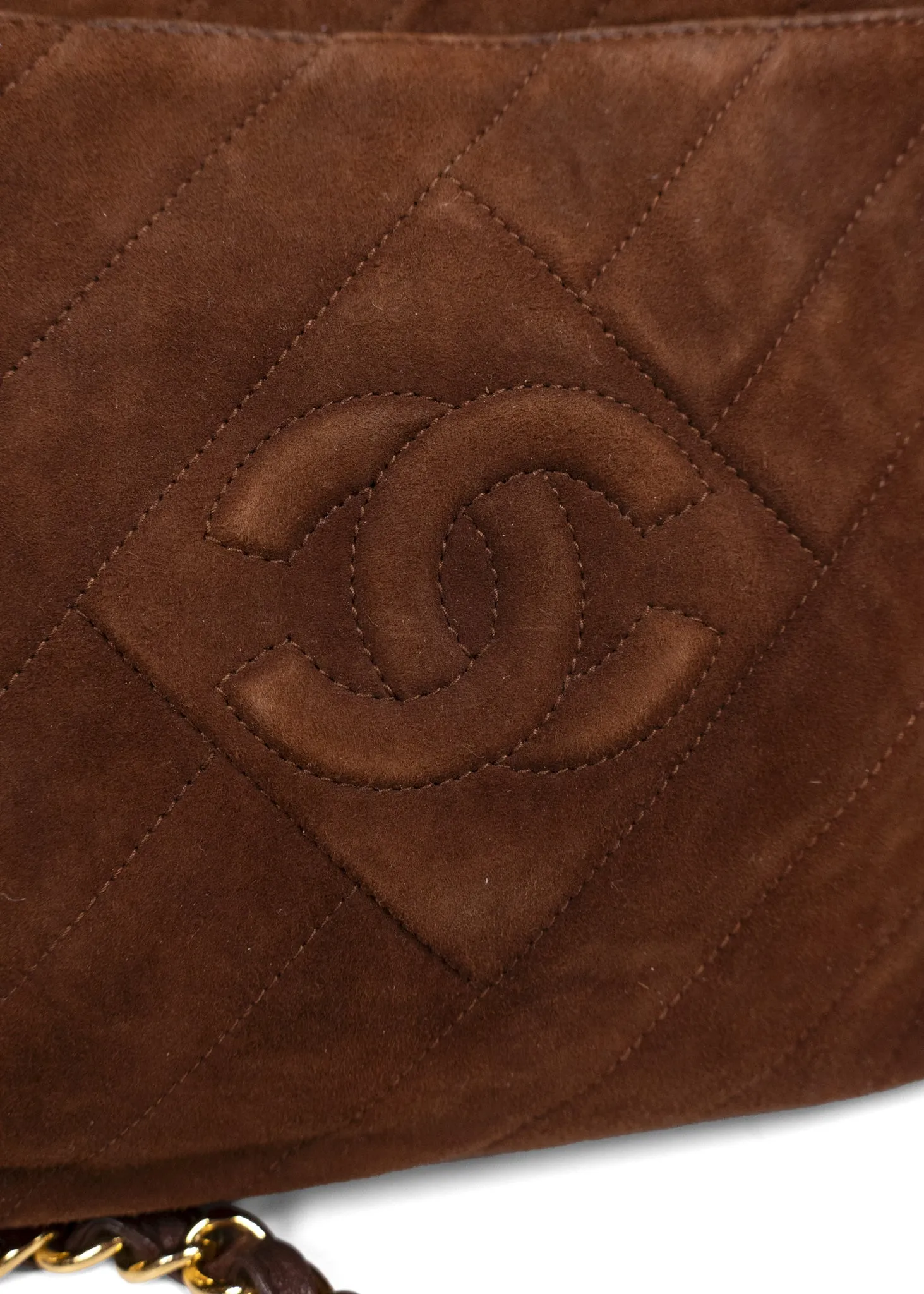 Chanel Suede Quilted Tassel Brown Camera Case
