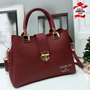 Charles & Keith Stylish Shoulder Bag with Triple Partition (Red)