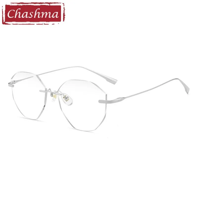Chashma Women's Rimless Irregular Round Titanium Eyeglasses Tinted Lenses 99219