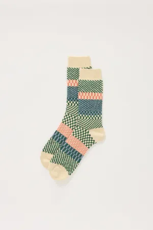 Check & Step Socks Green