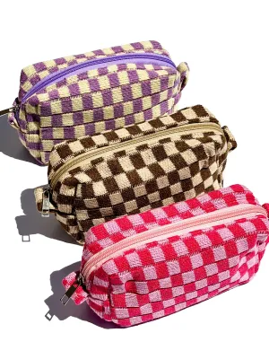 Checkered Cosmetic Bag