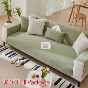 Chenille Sofa Cover Solid Color Non Slip Sofa Mat Sofa Covers Simple Style Silpcover Combination Type Machine Washable For Home