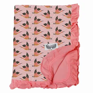 Cherry Blossom Cranes Ruffle Stroller Blanket