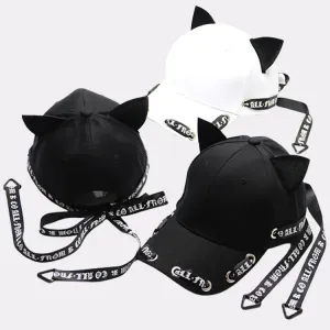 Chic Cat Ears Ribbon Baseball Cap