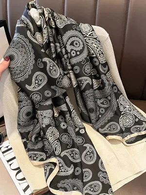 Chic Printed Silk Imitation Warm Shawl&Scarf