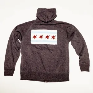 Chicago Flag Zip-Up Hoodie - Charcoal Heather