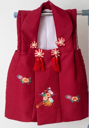 Children's Hifu Vest Japanese Child Kimono Padded Clothing with Flowers Kid's Girl's