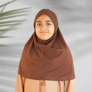 Children’s Plain Cotton Pull-On Hijab Dark Brown
