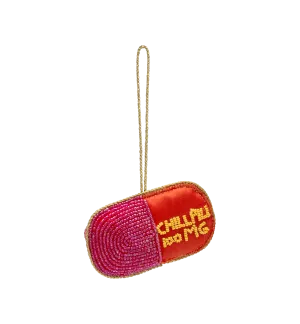 Chill Pill Red and Pink Ornament
