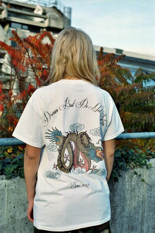 Chinese Dragon Design On White Short Sleeved T-shirt