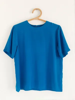 Christie&Jill Ocean Blue Silk Blouse