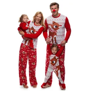 Christmas Pajamas Matching Family Outfits Parent-child Wear Cartoon  Printed Homeware Mom and Dad Daughter Clothes