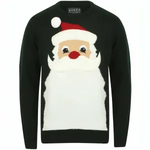 Christmas Santa Beard Mens Christmas Jumper - Green