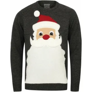 Christmas Santa Beard Mens Christmas Jumper - Grey