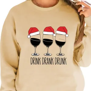Christmas Wine Glasses Sweatshirt, Christmas Wine, drink drank drunk Xmas Sweatshirt, Holiday Apparel, Wine Lover, Funny Christmas Sweater