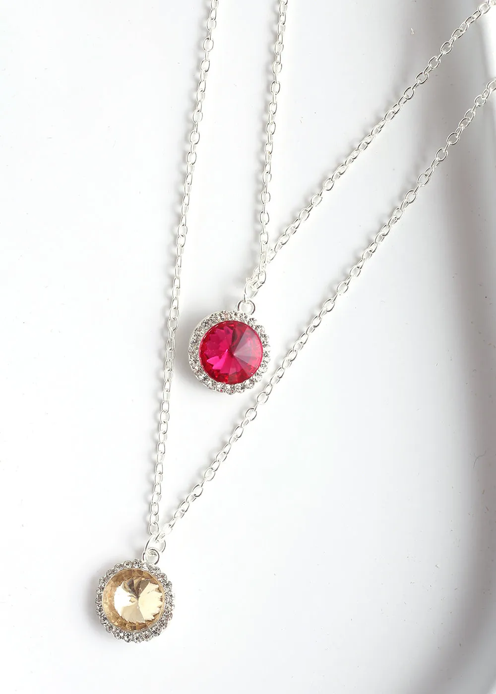 Circle Gem Layered Necklace