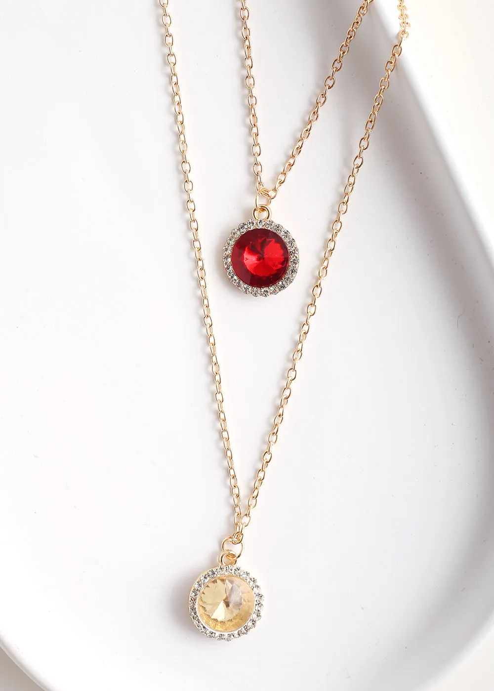 Circle Gem Layered Necklace