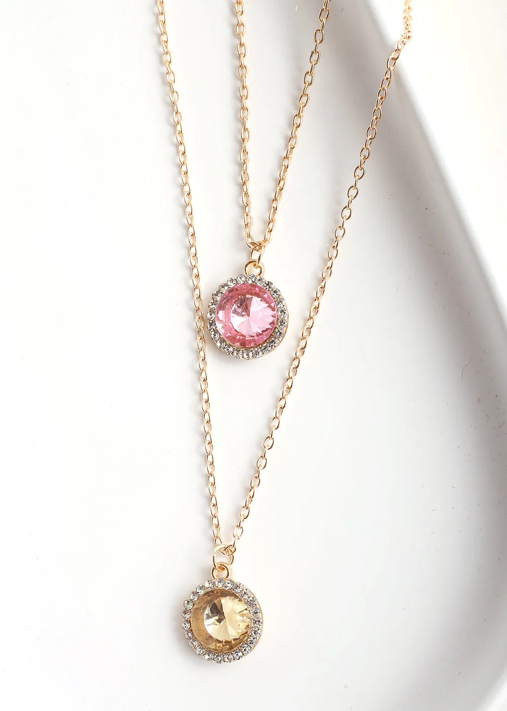 Circle Gem Layered Necklace
