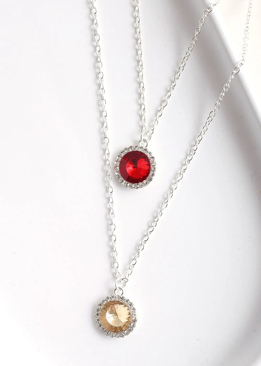 Circle Gem Layered Necklace