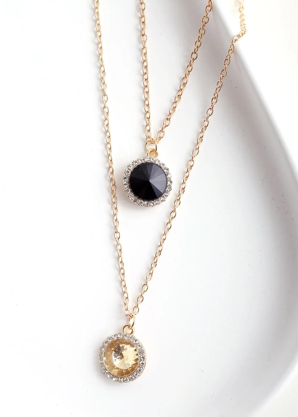Circle Gem Layered Necklace