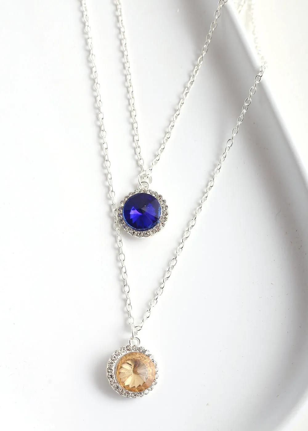 Circle Gem Layered Necklace