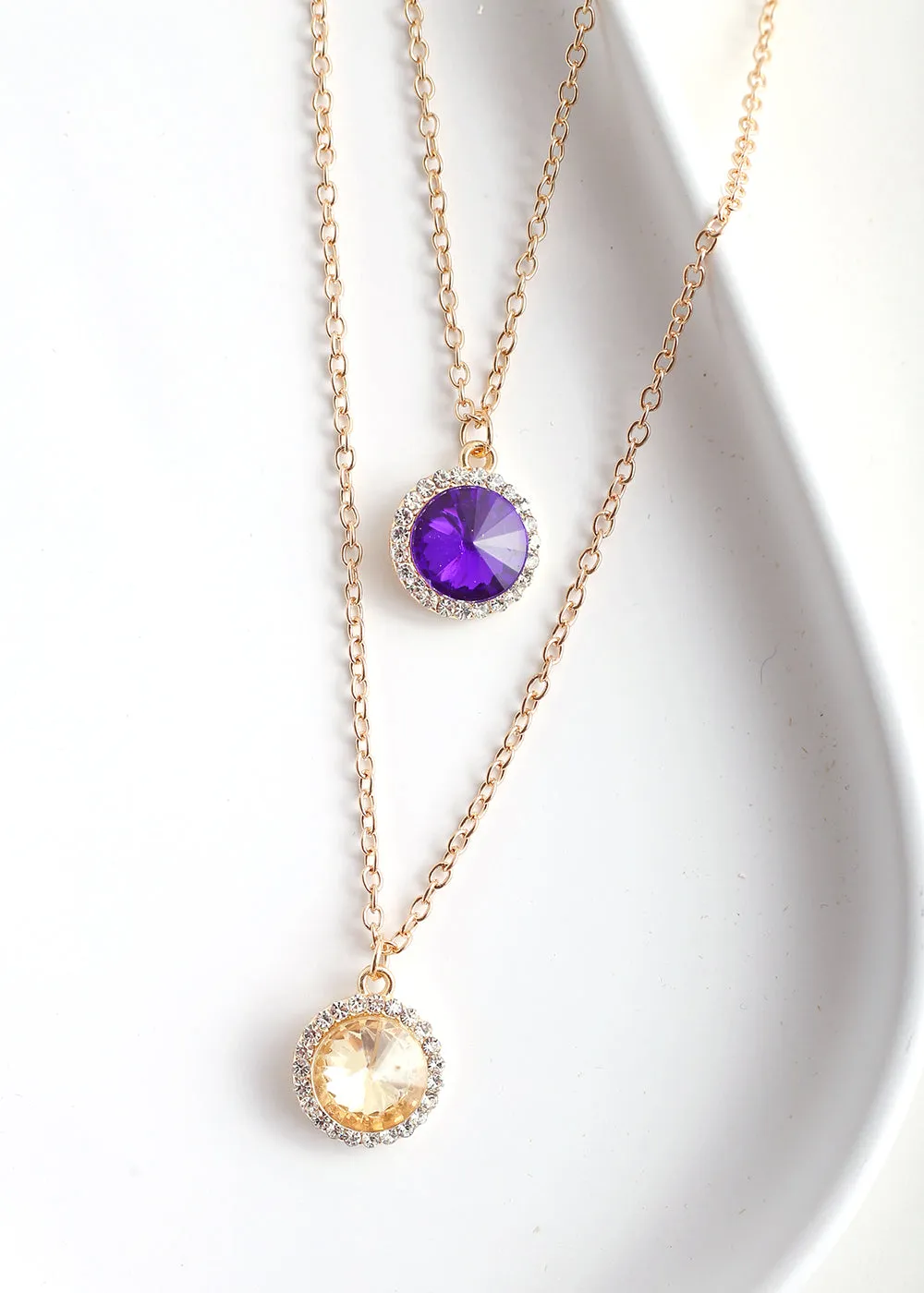 Circle Gem Layered Necklace