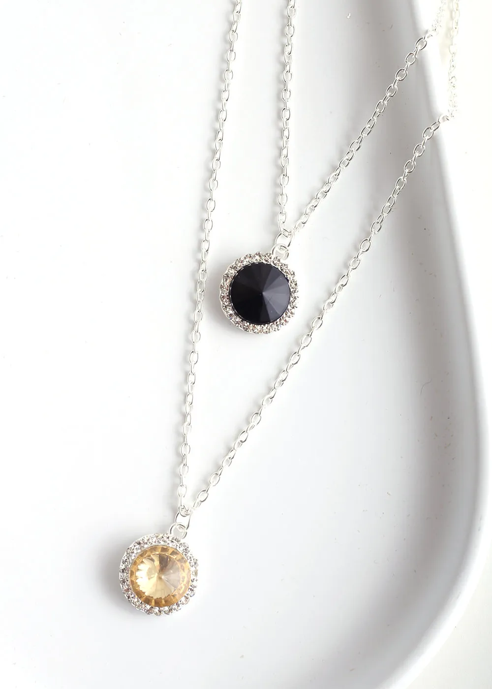 Circle Gem Layered Necklace