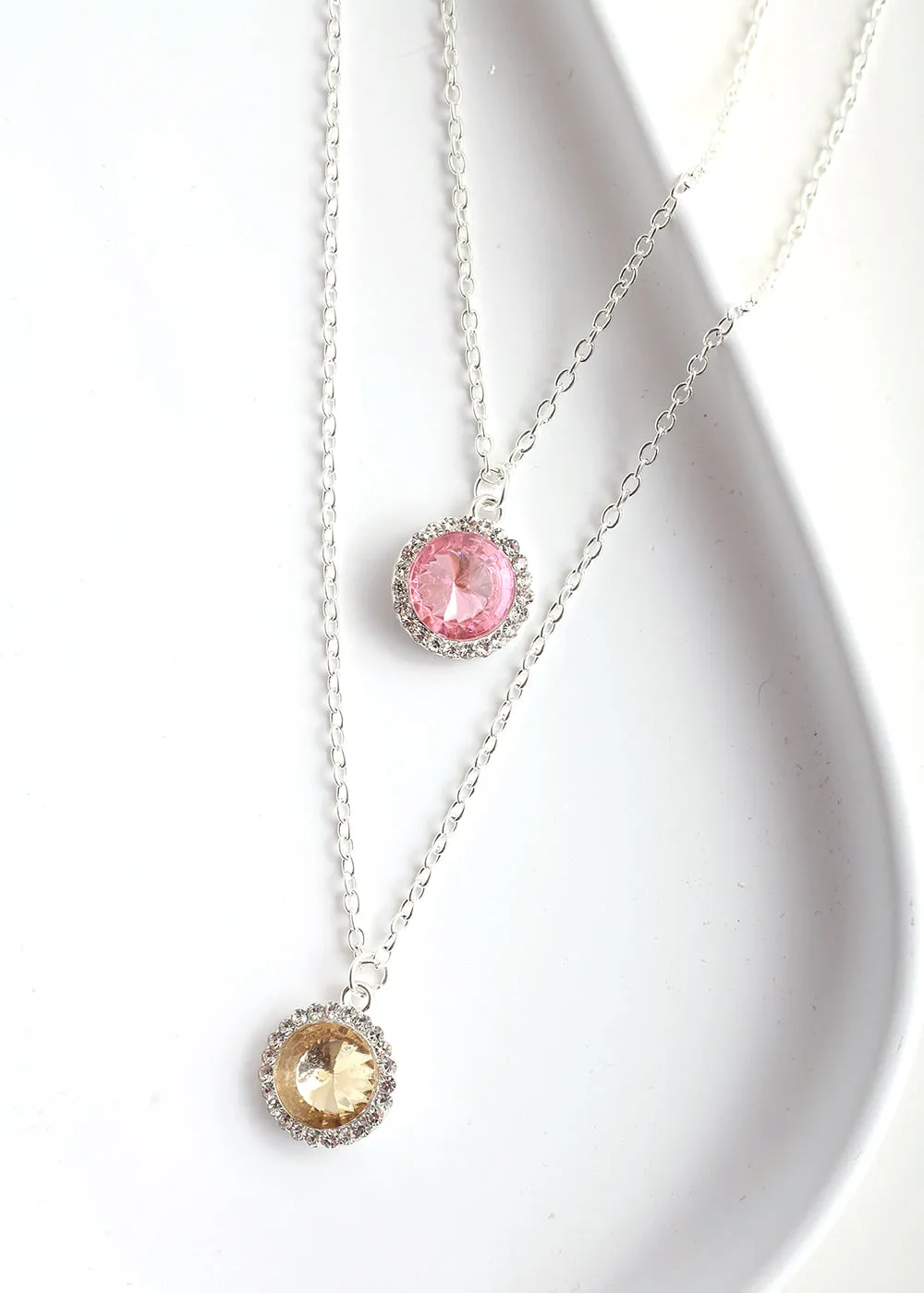 Circle Gem Layered Necklace