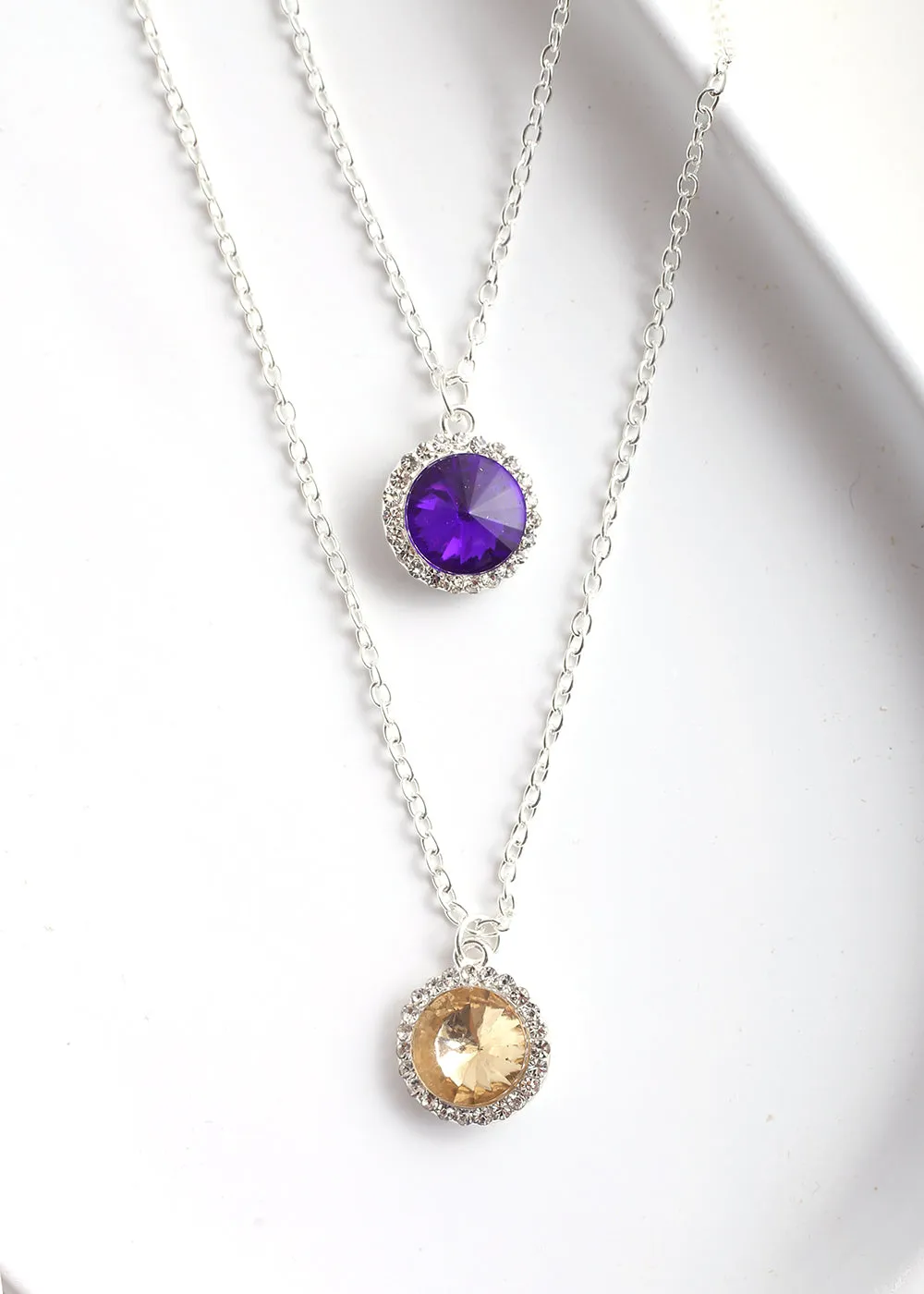Circle Gem Layered Necklace