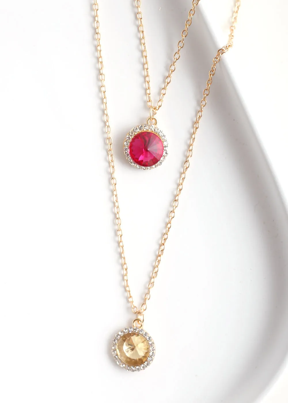 Circle Gem Layered Necklace