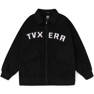 City Boy Letter Embroidery Corduroy Jacket