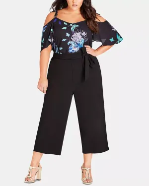 City Chic Women's Trendy  Cropped Wide Leg Pants Black  22W | Black